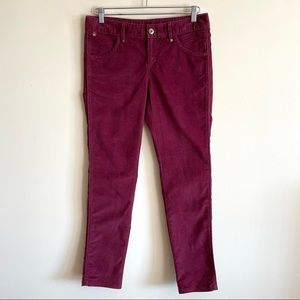 ATHLETA Solid Slim Cord Corduroy Pants Cherrywood Red